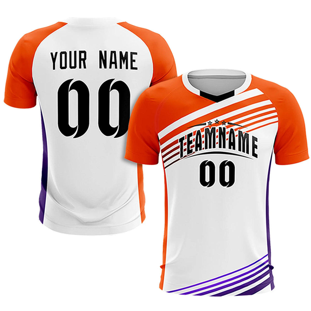 Custom White Orange-Black Gradient Sport Soccer Sets Jersey