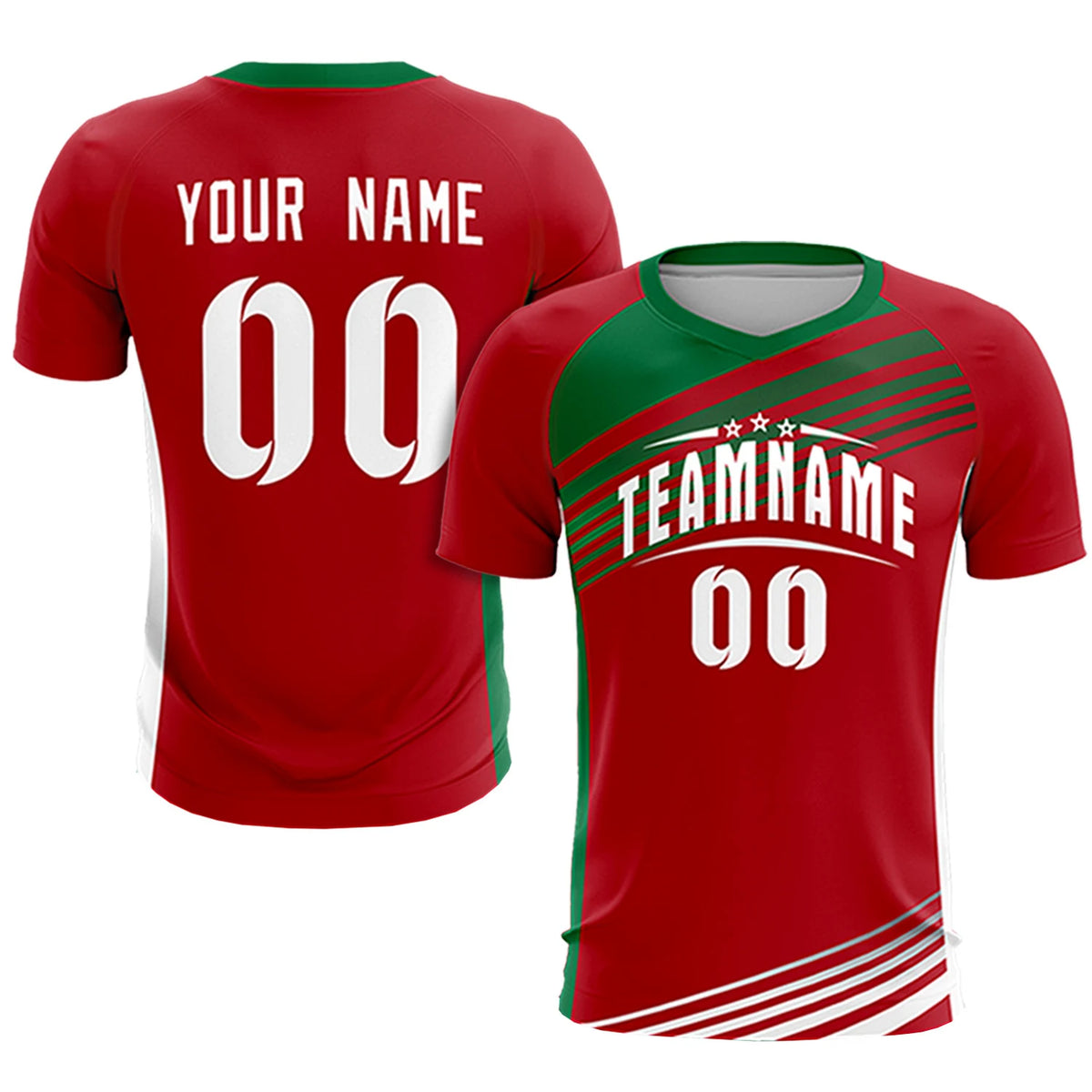 Custom Red Kelly Green-White Gradient Sport Soccer Sets Jersey