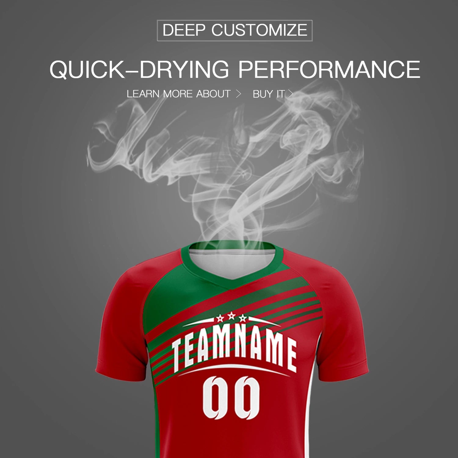 Custom Red Kelly Green-White Gradient Sport Soccer Sets Jersey