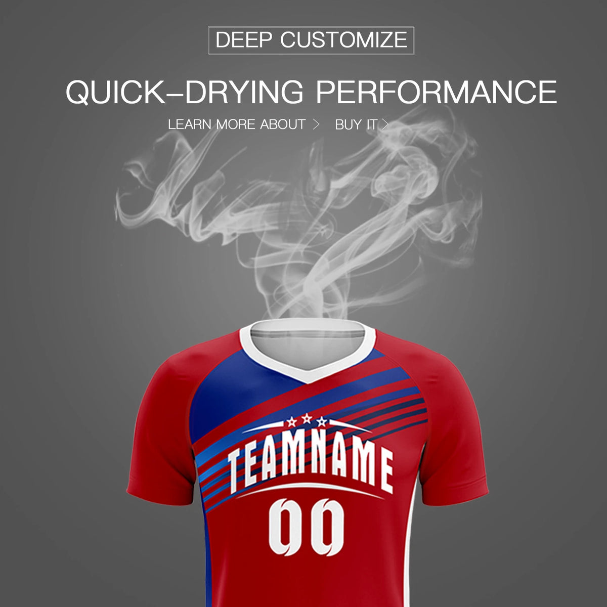 Custom Red Royal Blue-White Gradient Sport Soccer Sets Jersey