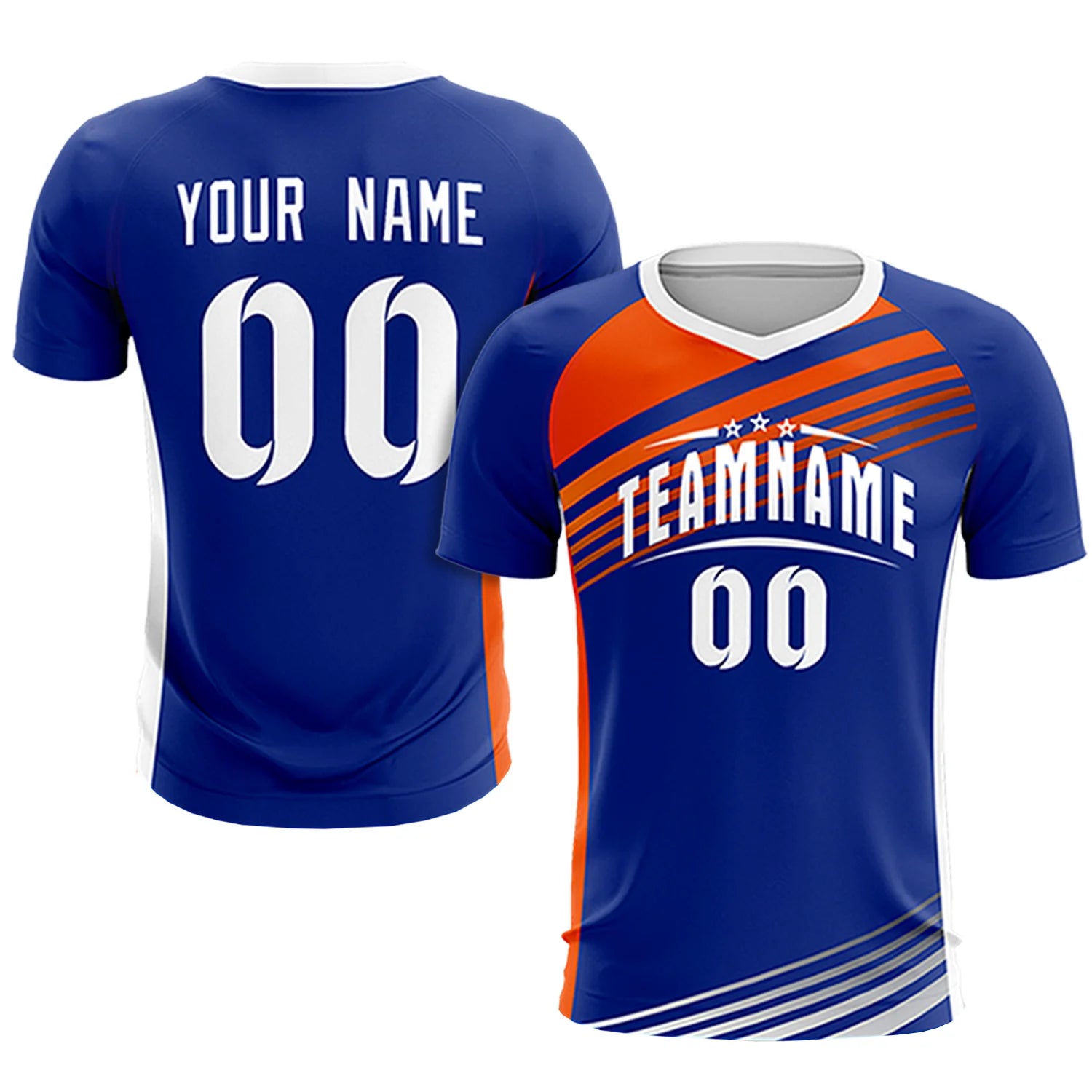Custom Royal Blue Orange-White Gradient Sport Soccer Sets Jersey
