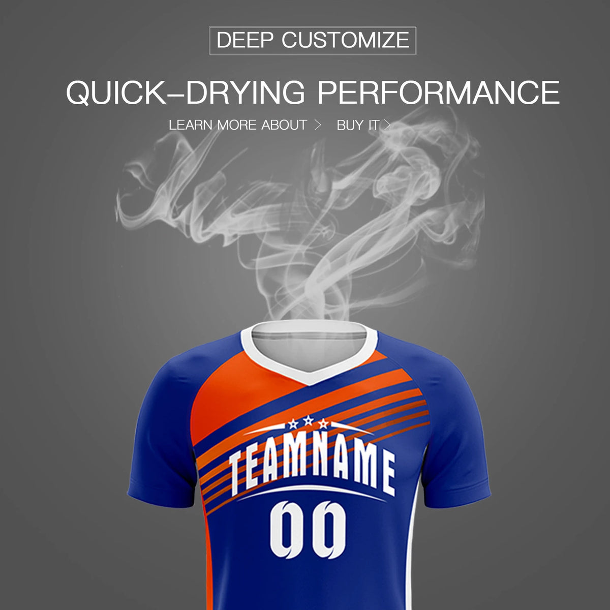 Custom Royal Blue Orange-White Gradient Sport Soccer Sets Jersey