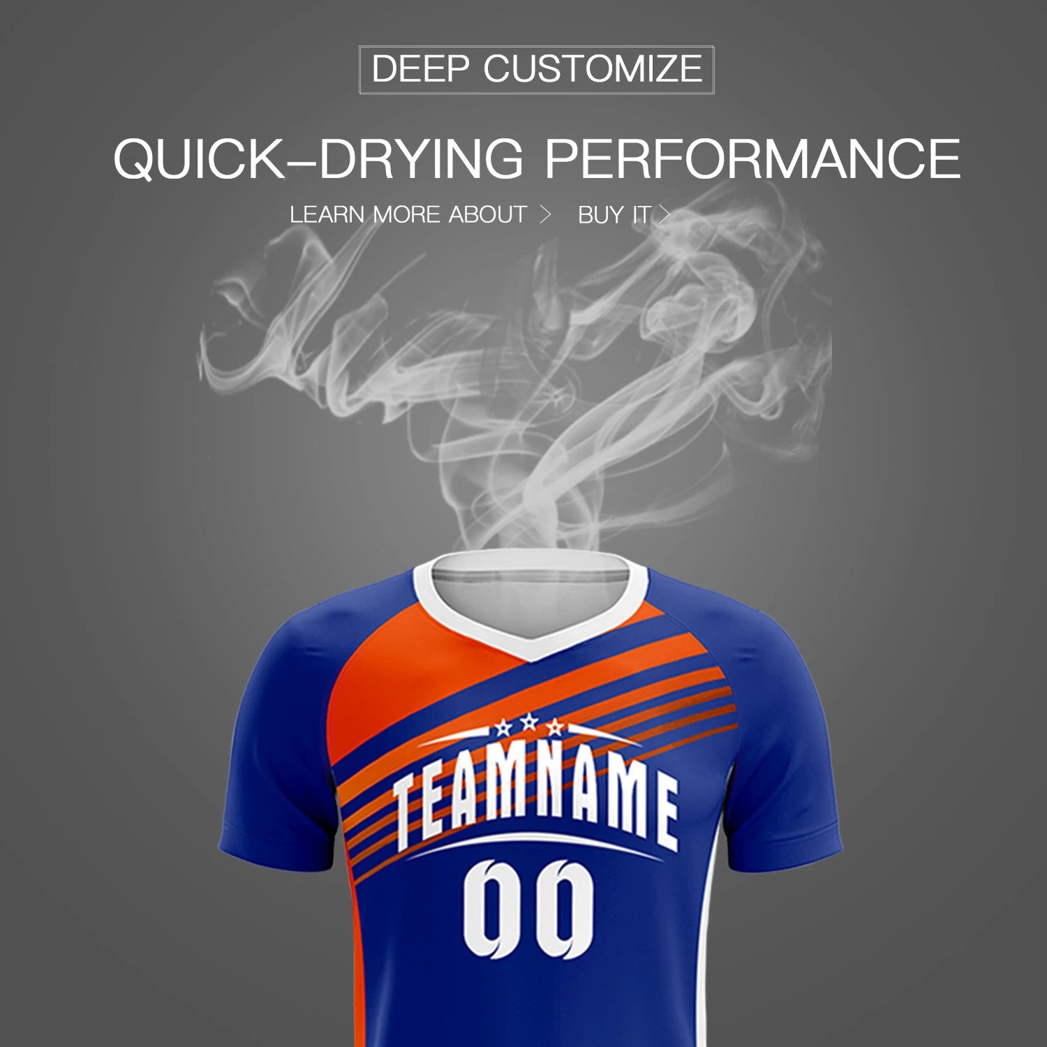 Custom Royal Blue Orange-White Gradient Sport Soccer Sets Jersey