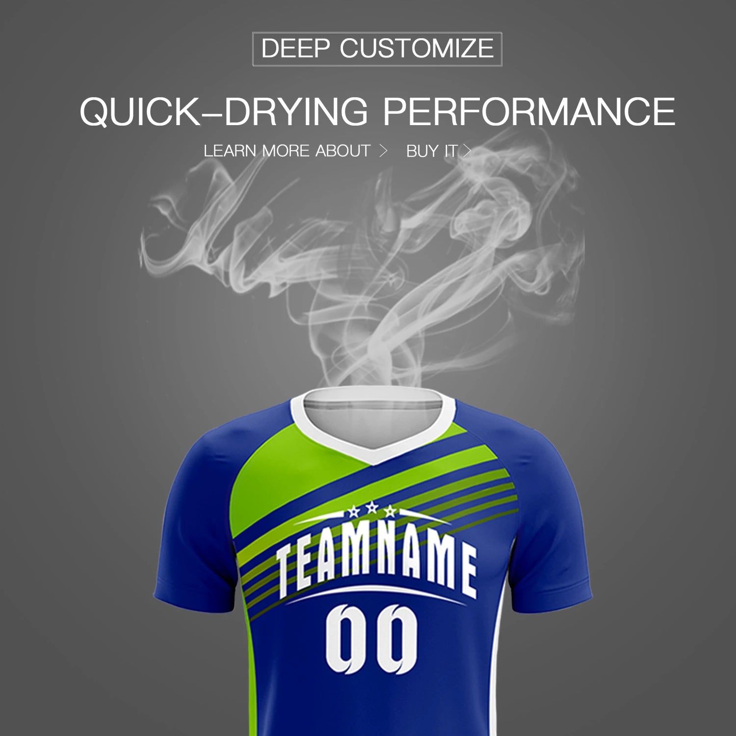 Custom Royal Blue Neon Green-White Gradient Sport Soccer Sets Jersey