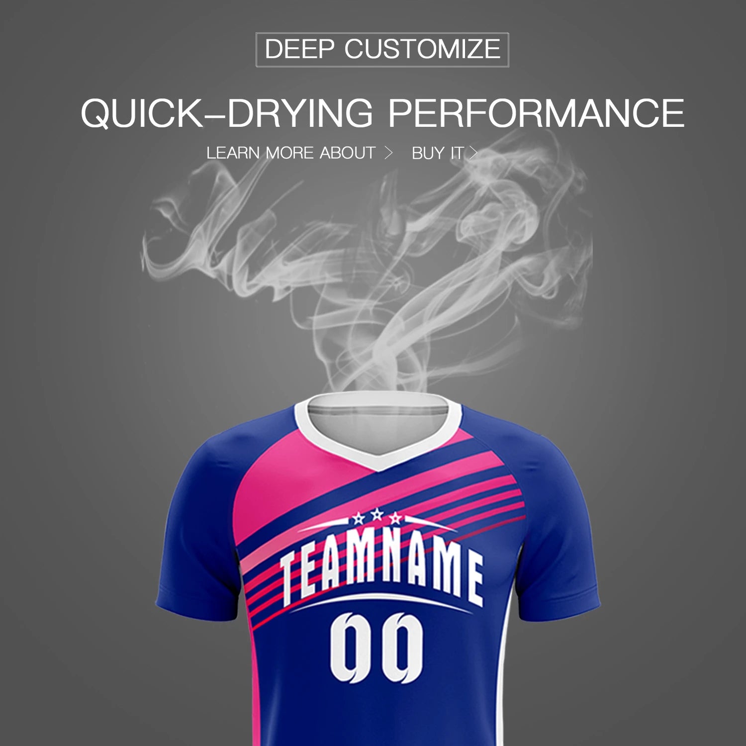 Custom Royal Blue Pink-White Gradient Sport Soccer Sets Jersey
