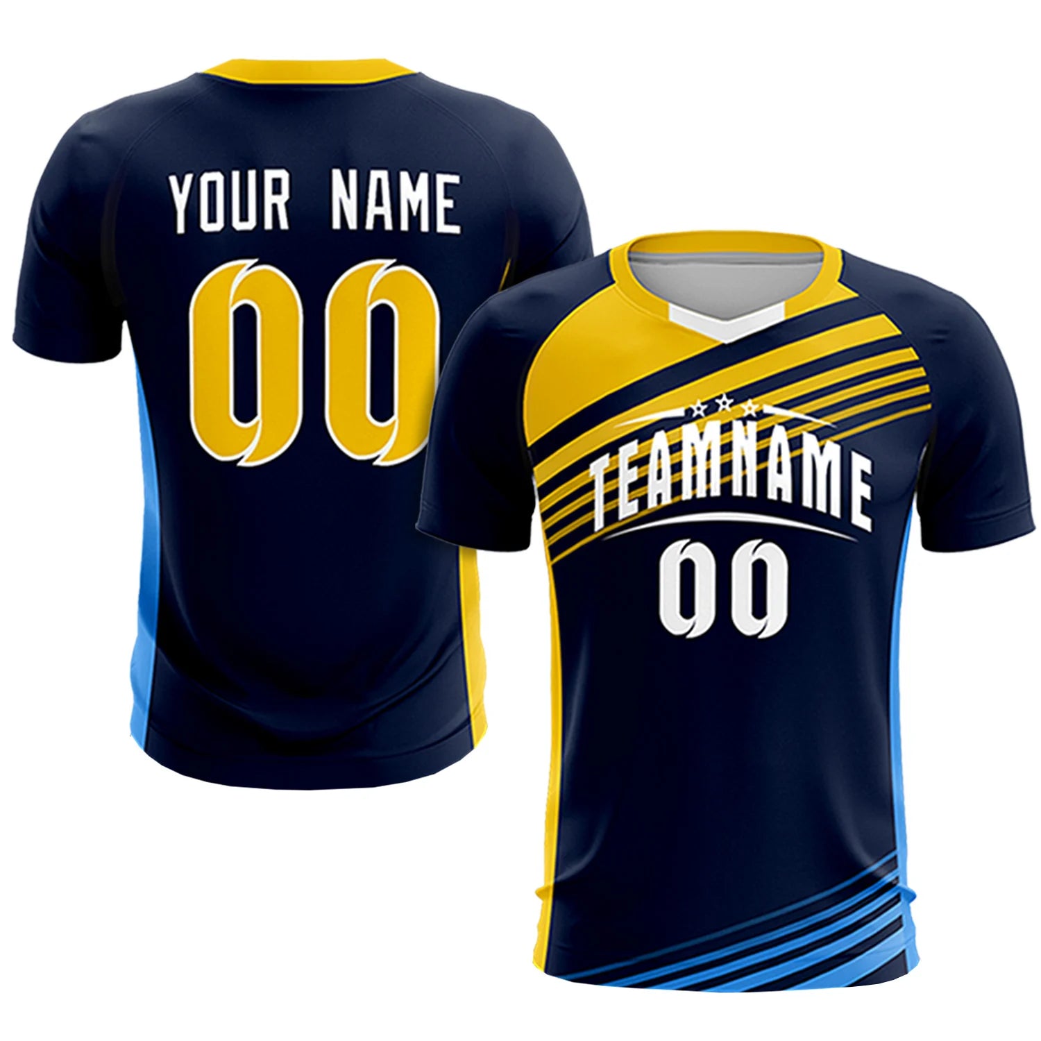 Custom Navy Gold-White Gradient Sport Soccer Sets Jersey