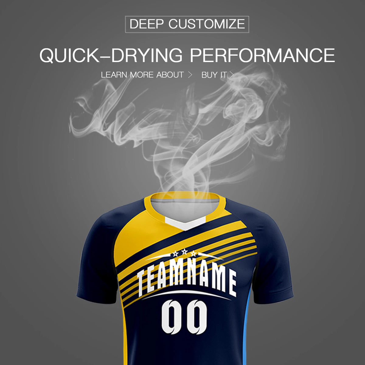 Custom Navy Gold-White Gradient Sport Soccer Sets Jersey