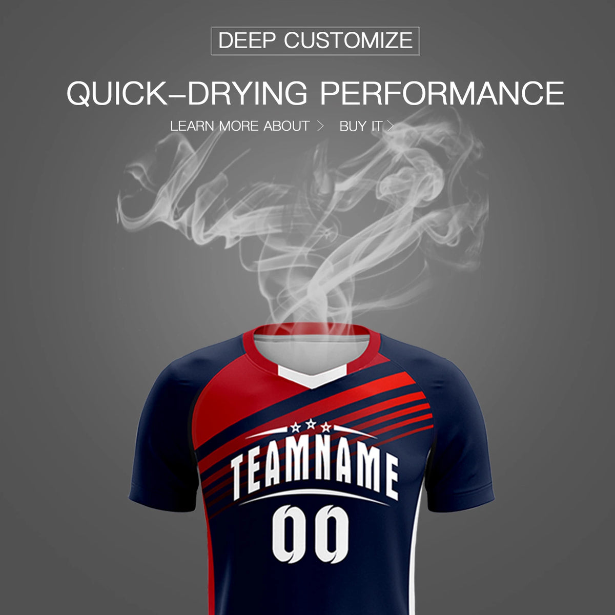 Custom Navy Red-White Gradient Sport Soccer Sets Jersey