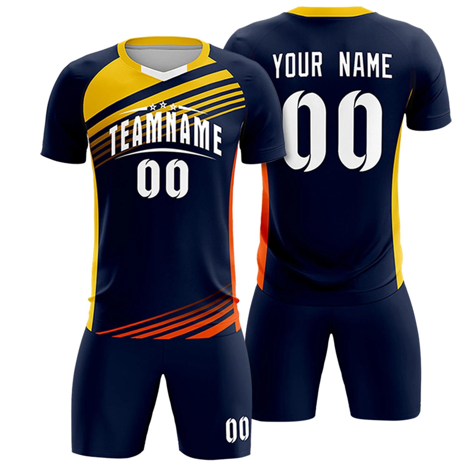 Custom Navy Gold-White Gradient Sport Soccer Sets Jersey