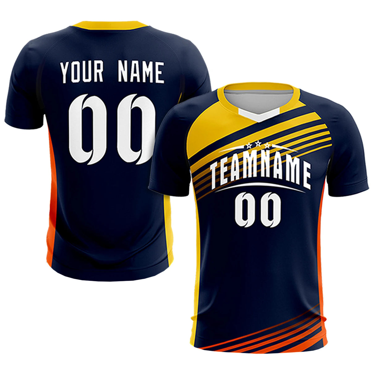 Custom Navy Gold-White Gradient Sport Soccer Sets Jersey