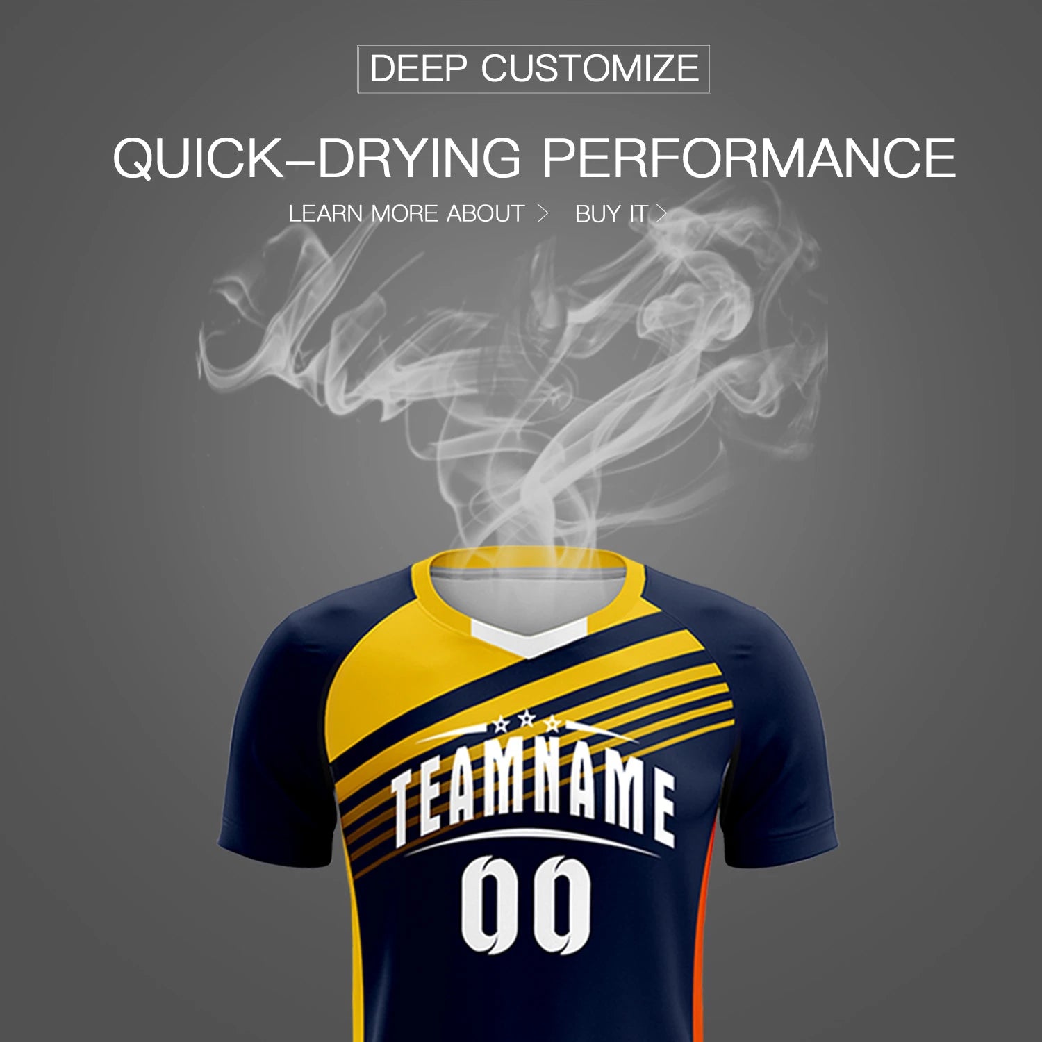 Custom Navy Gold-White Gradient Sport Soccer Sets Jersey