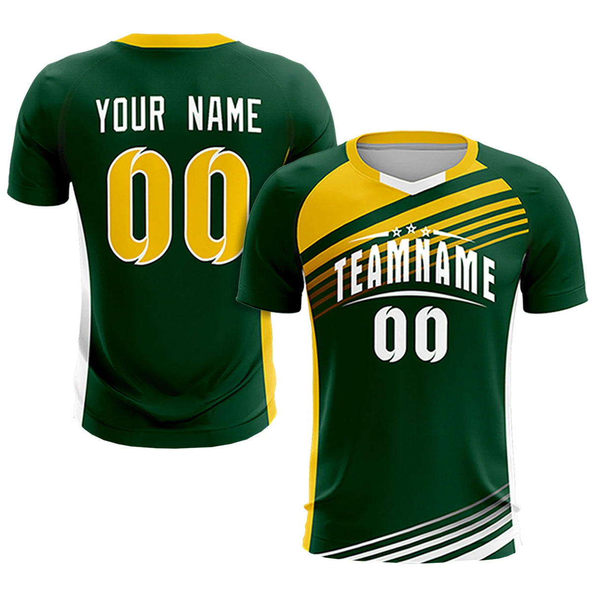 Custom Green Gold-White Gradient Sport Soccer Sets Jersey