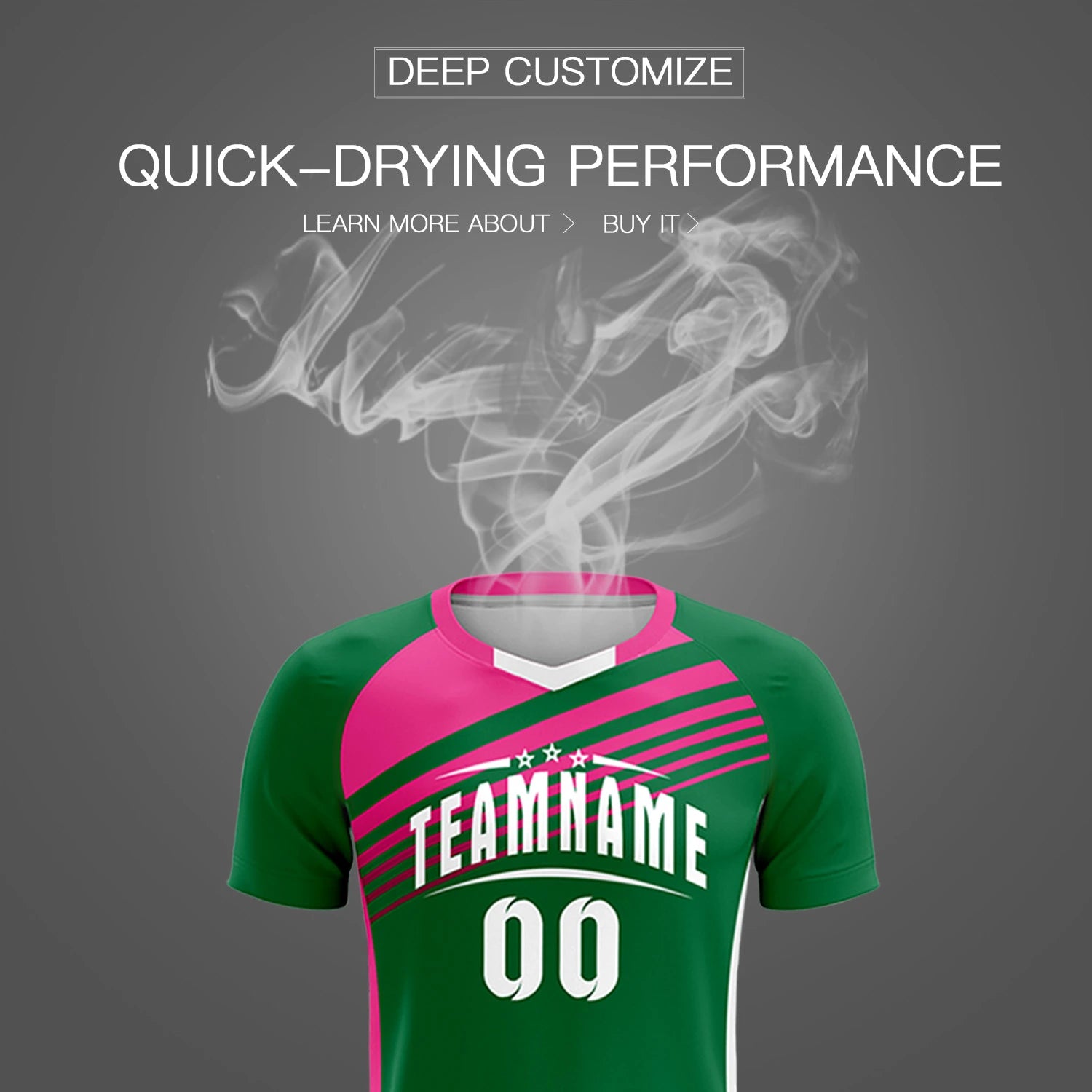 Custom Kelly Green Pink-White Gradient Sport Soccer Sets Jersey