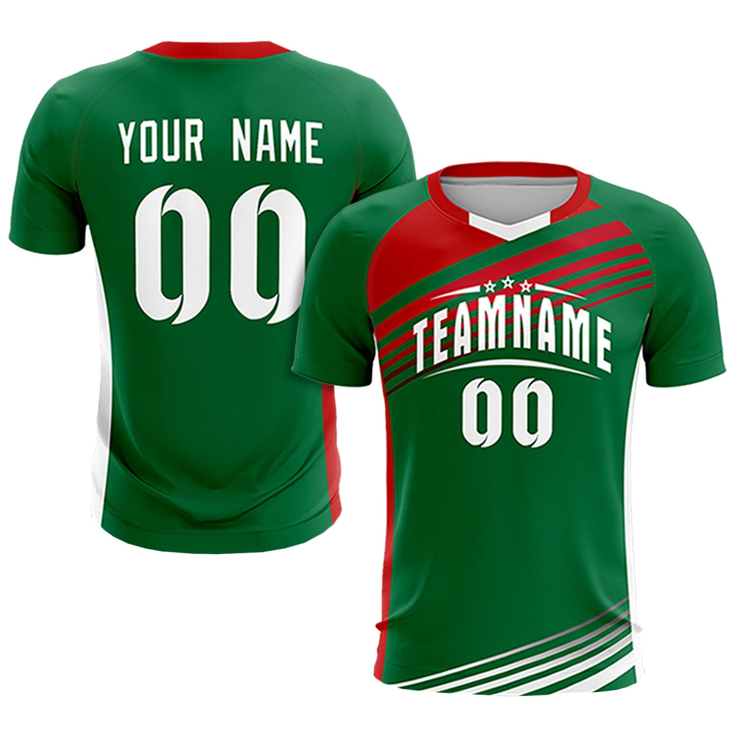 Custom Kelly Green Red-White Gradient Sport Soccer Sets Jersey