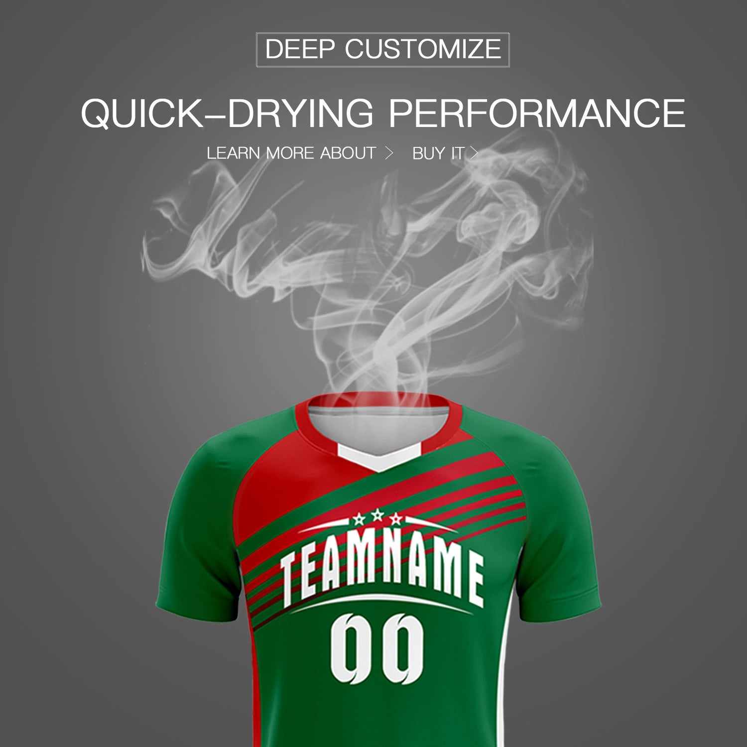 Custom Kelly Green Red-White Gradient Sport Soccer Sets Jersey