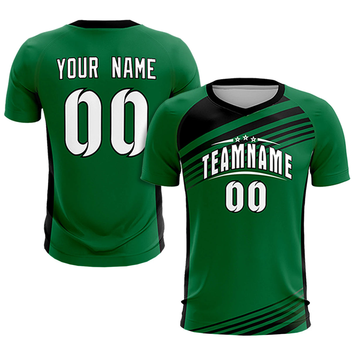 Custom Kelly Green Black-White Gradient Sport Soccer Sets Jersey