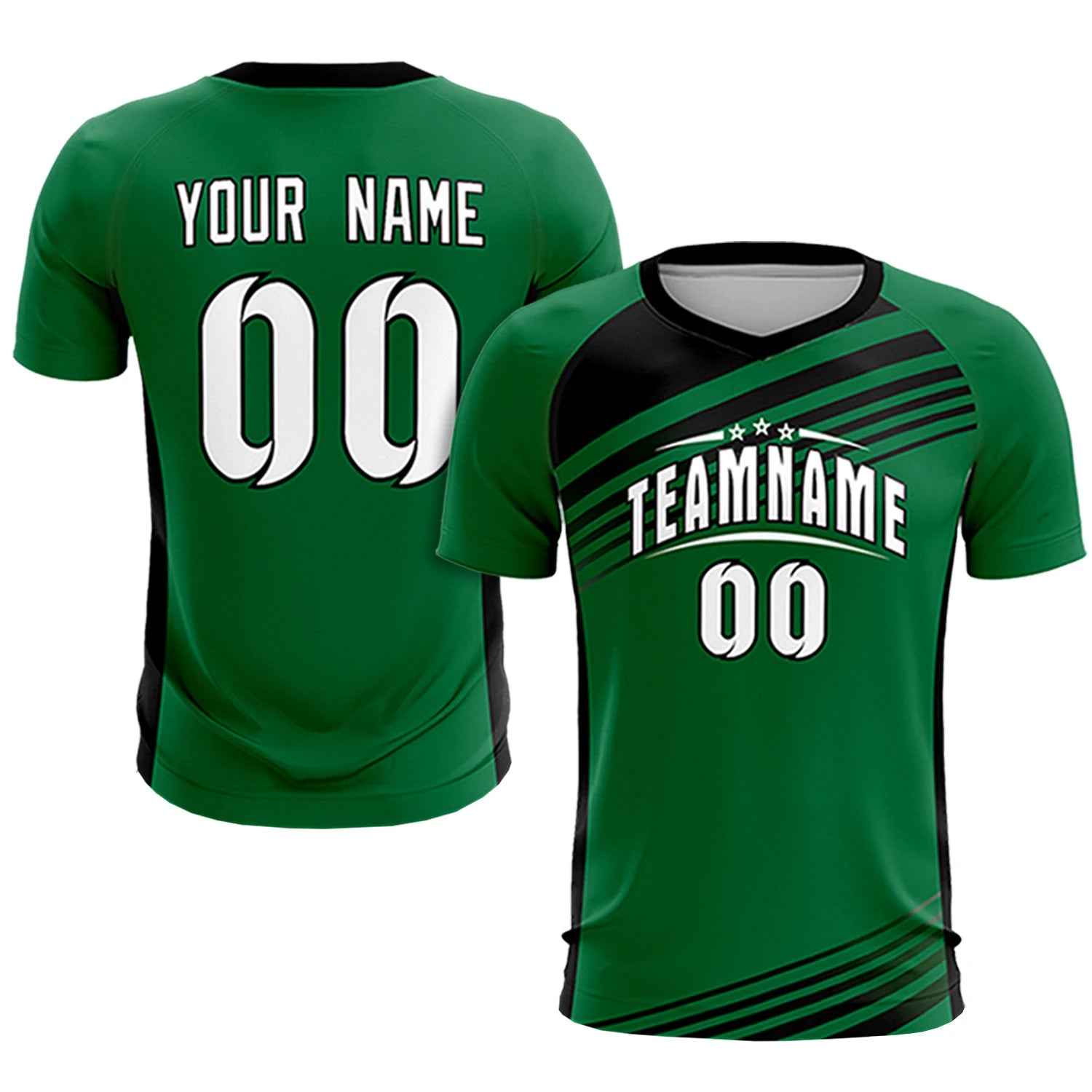 Custom Kelly Green Black-White Gradient Sport Soccer Sets Jersey