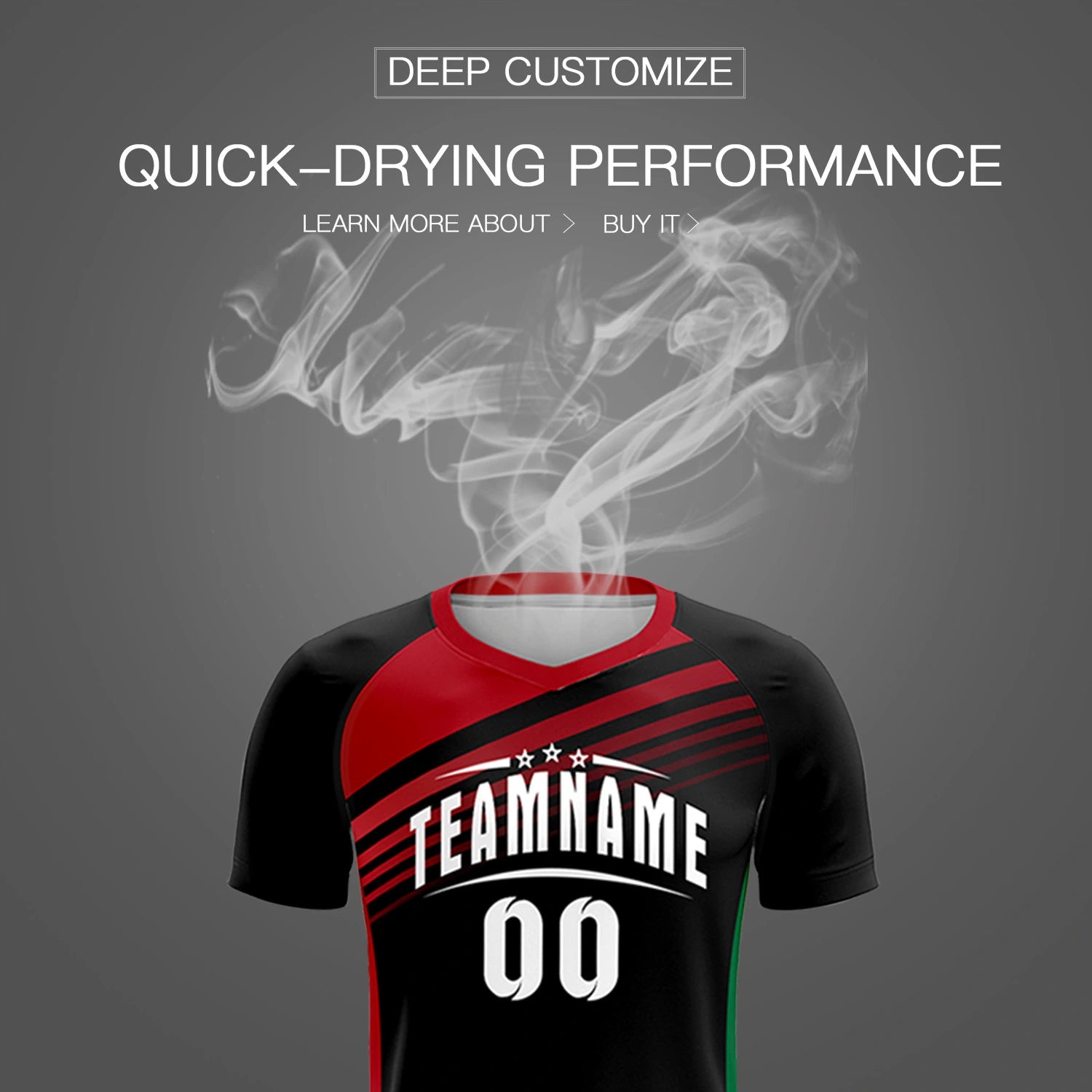 Custom Black Red-White Gradient Sport Soccer Sets Jersey