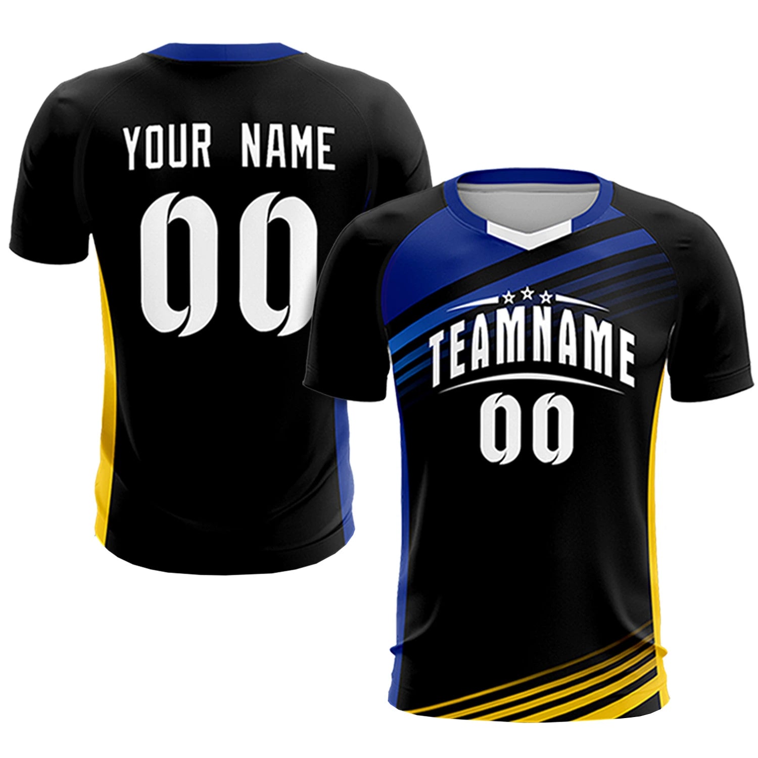 Custom Black Royal Blue-White Gradient Sport Soccer Sets Jersey