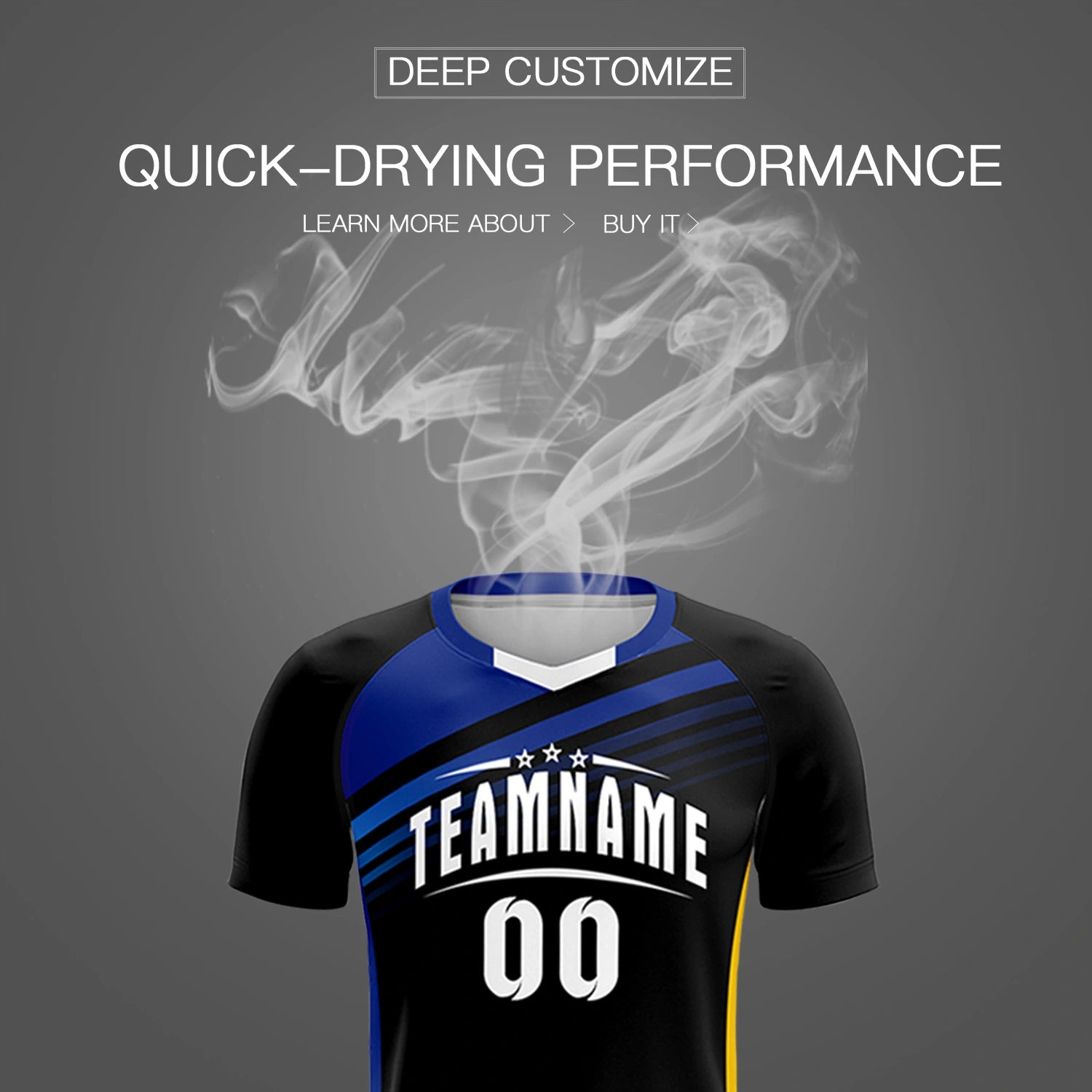 Custom Black Royal Blue-White Gradient Sport Soccer Sets Jersey