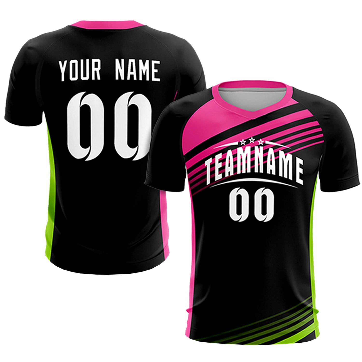 Custom Black Pink-White Gradient Sport Soccer Sets Jersey