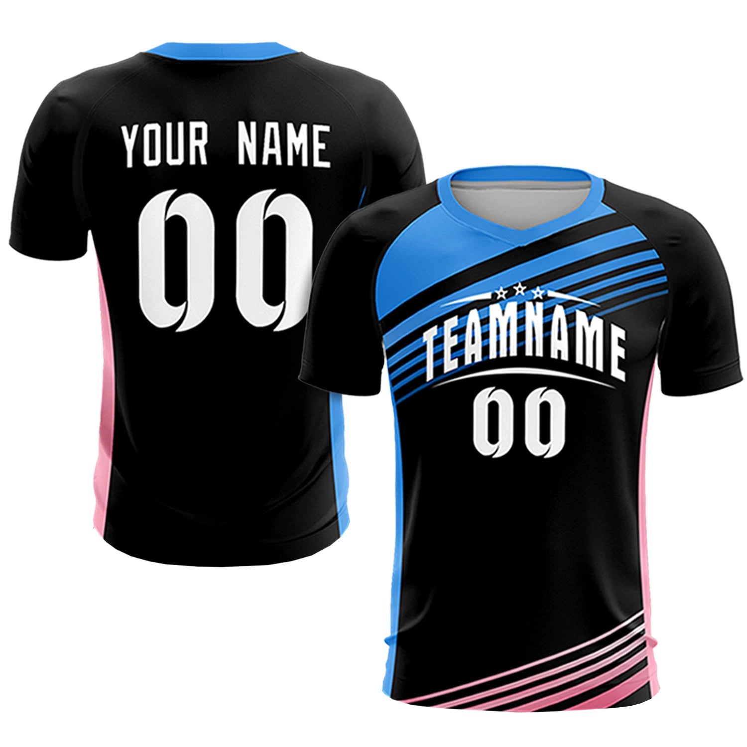 Custom Black Powder Blue-White Gradient Sport Soccer Sets Jersey