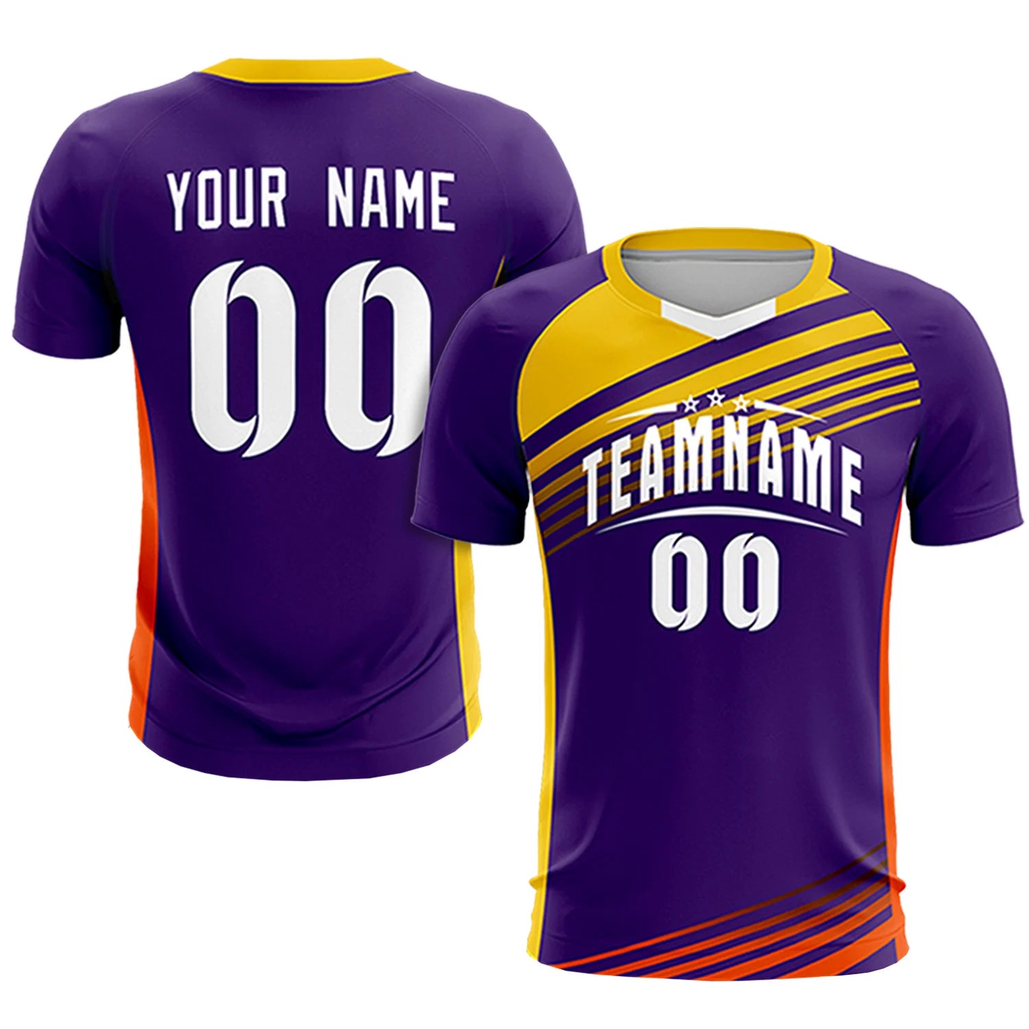 Custom Purple Gold-White Gradient Sport Soccer Sets Jersey