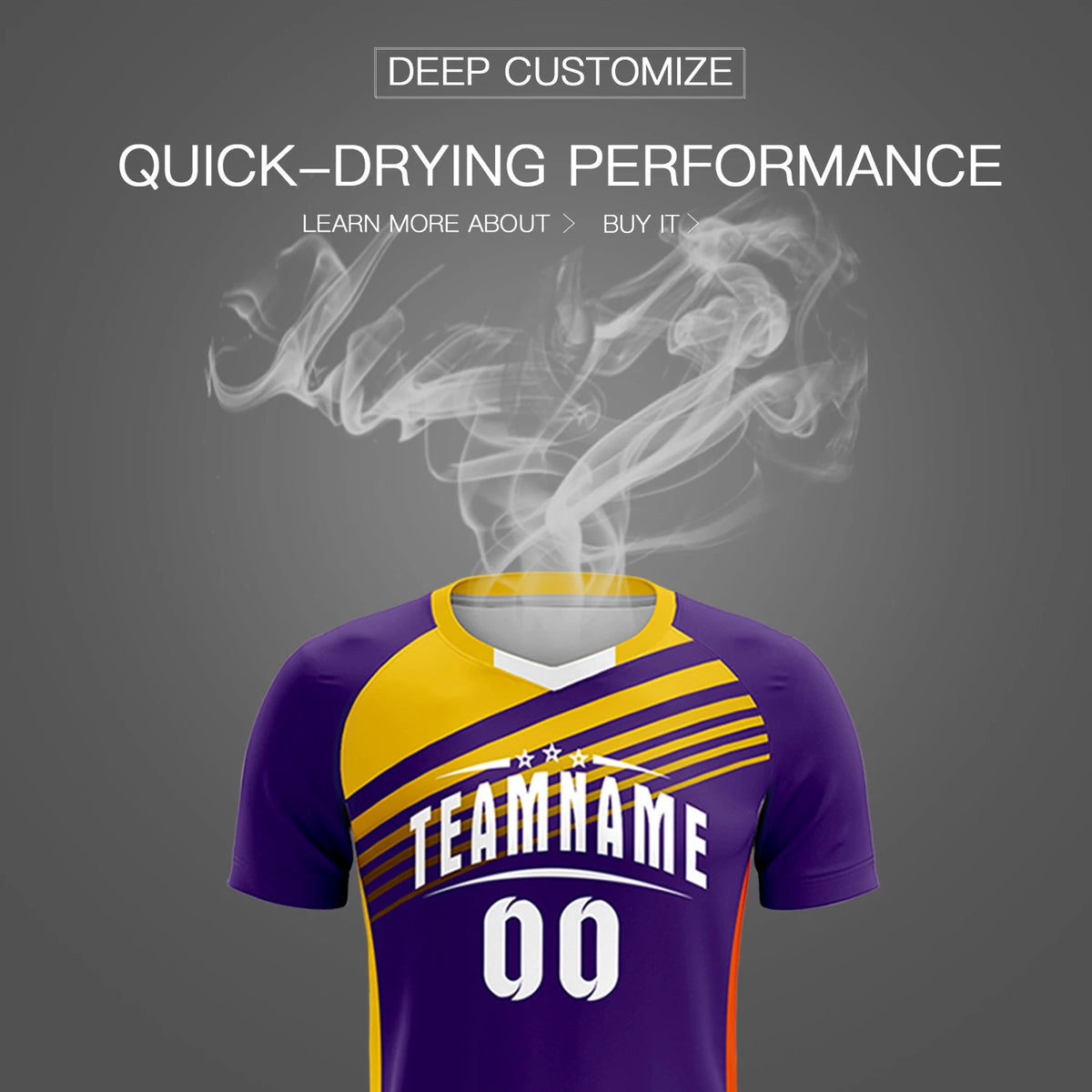 Custom Purple Gold-White Gradient Sport Soccer Sets Jersey