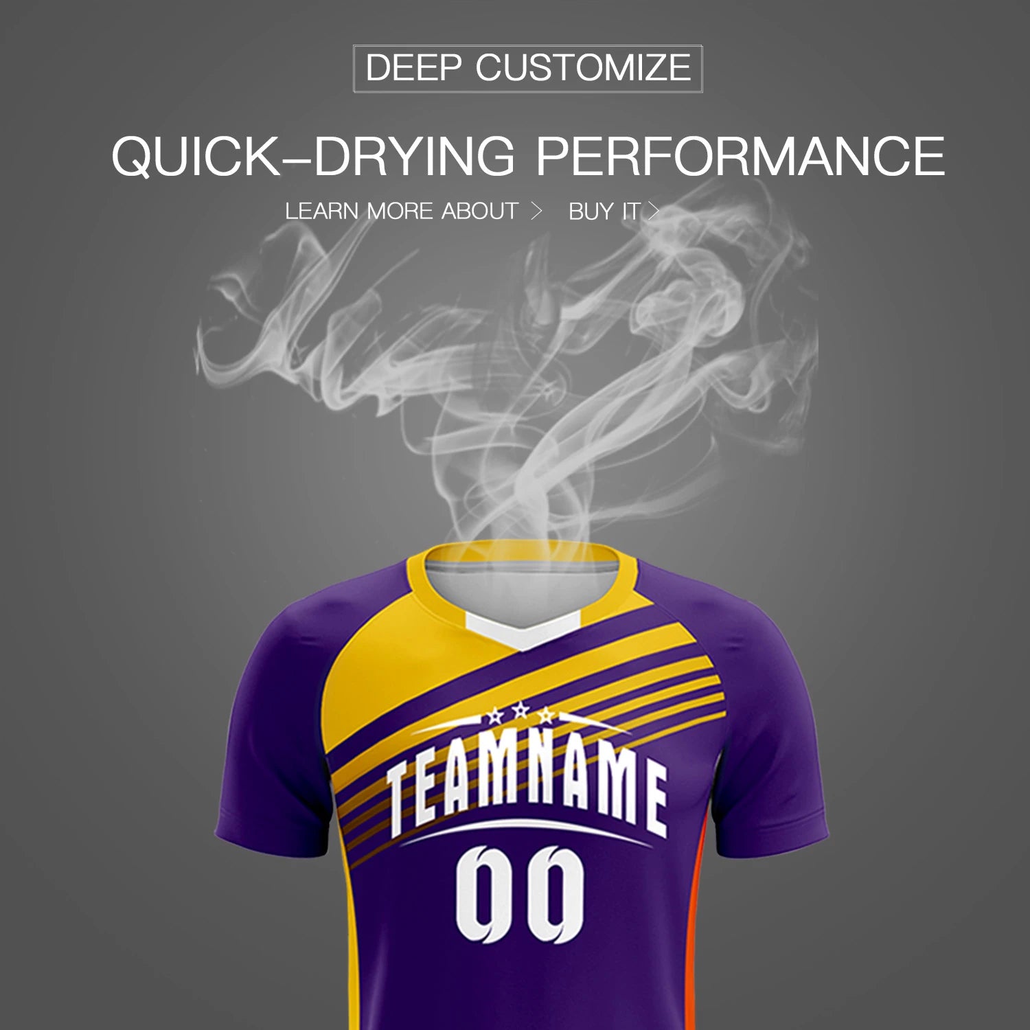 Custom Purple Gold-White Gradient Sport Soccer Sets Jersey