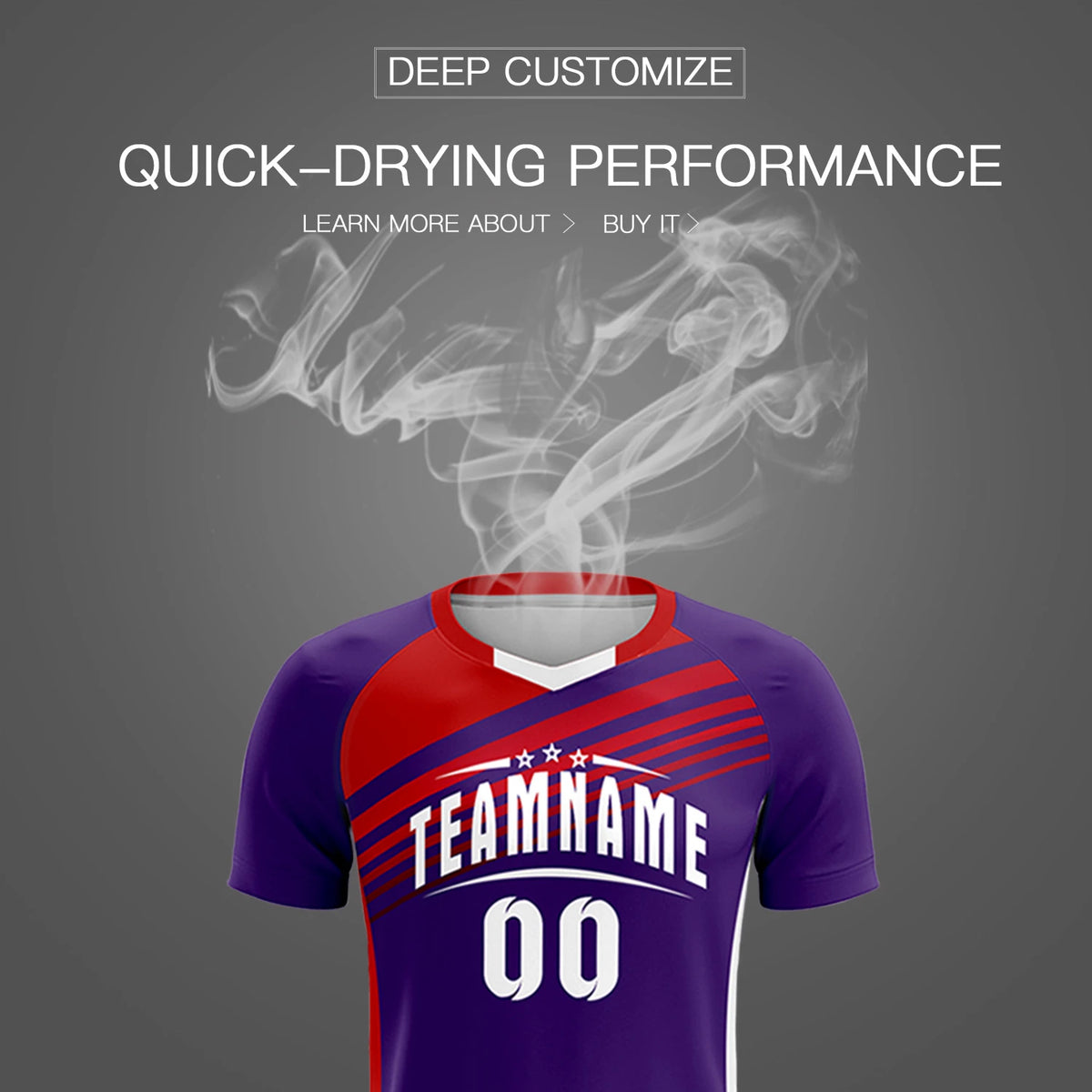 Custom Purple Red-White Gradient Sport Soccer Sets Jersey