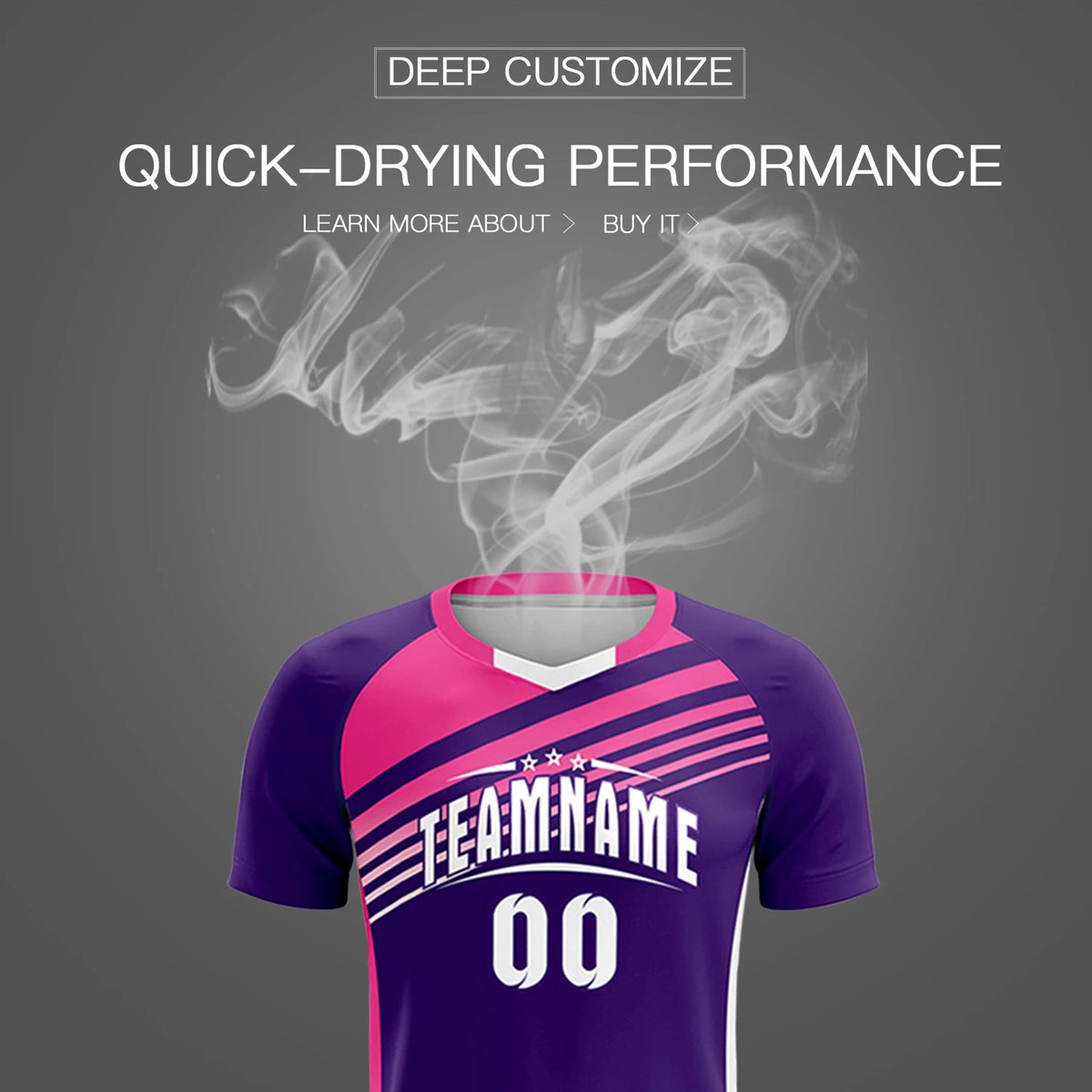 Custom Purple Pink-White Gradient Sport Soccer Sets Jersey