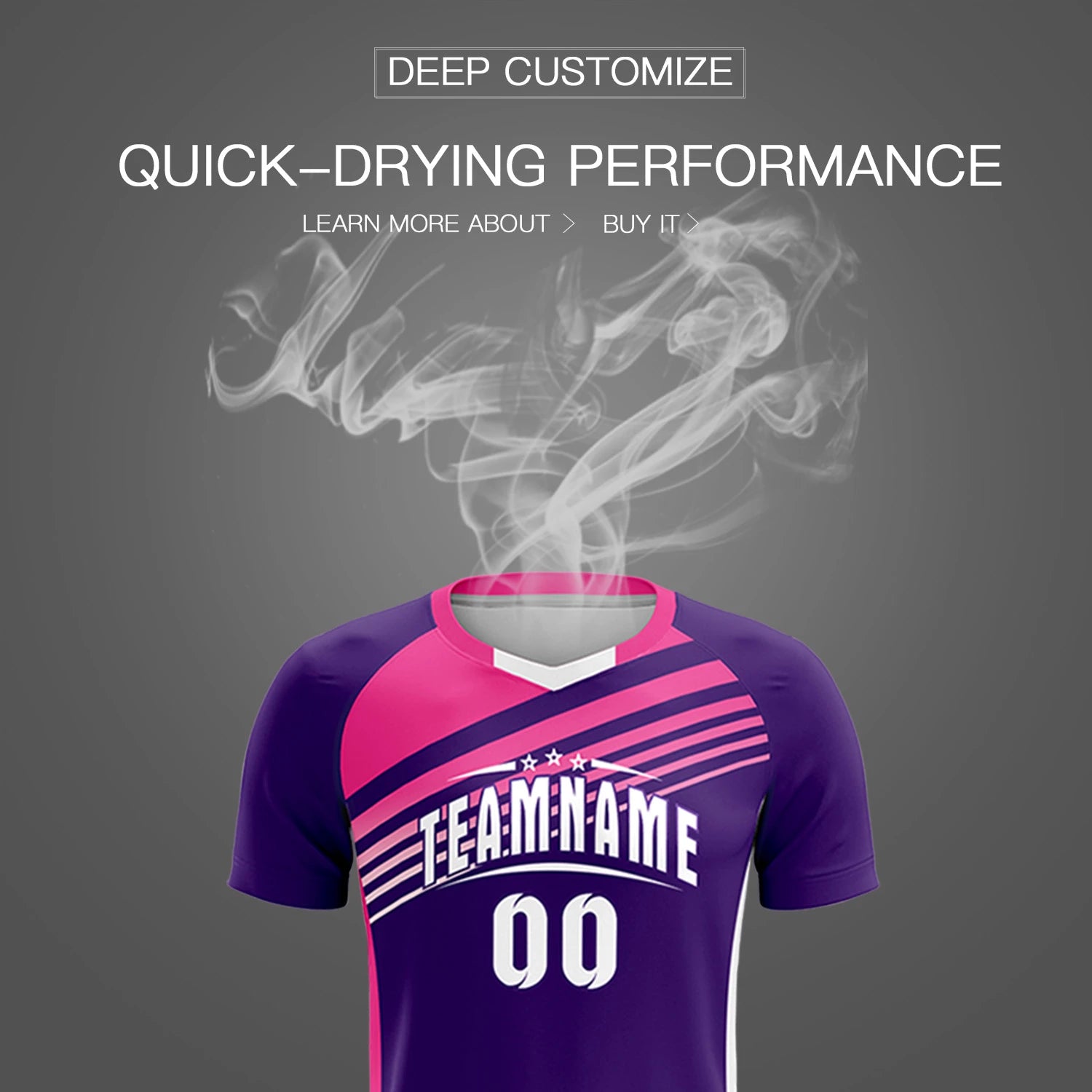 Custom Purple Pink-White Gradient Sport Soccer Sets Jersey