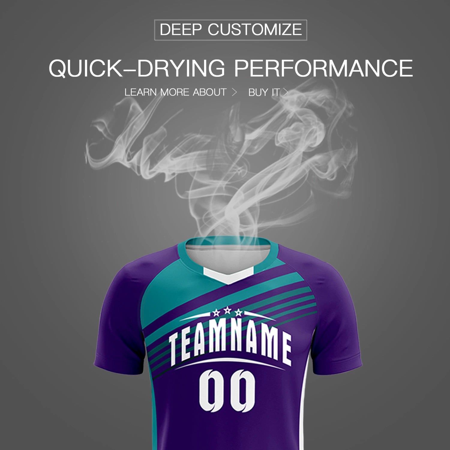Custom Purple Aqua-White Gradient Sport Soccer Sets Jersey