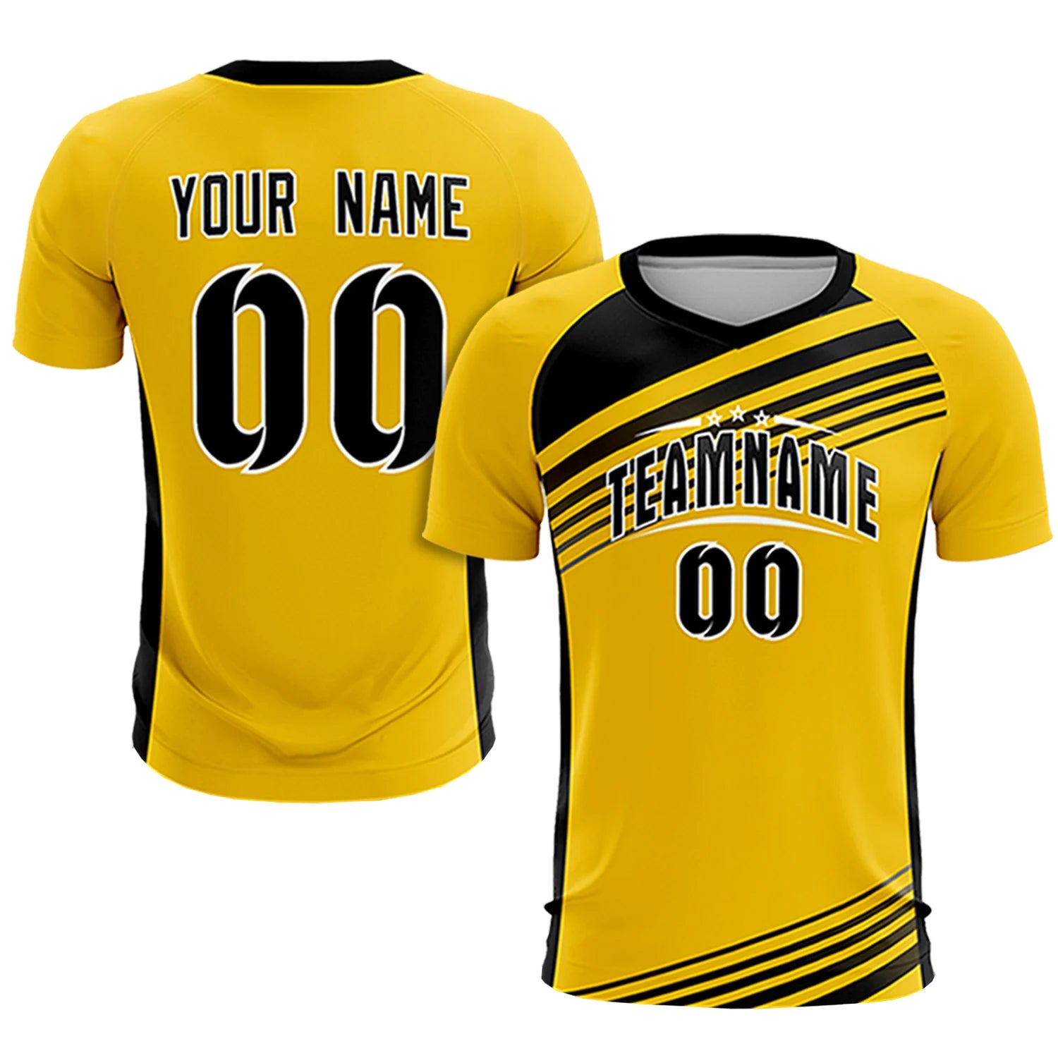 Custom Yellow Black Gradient Sport Soccer Sets Jersey