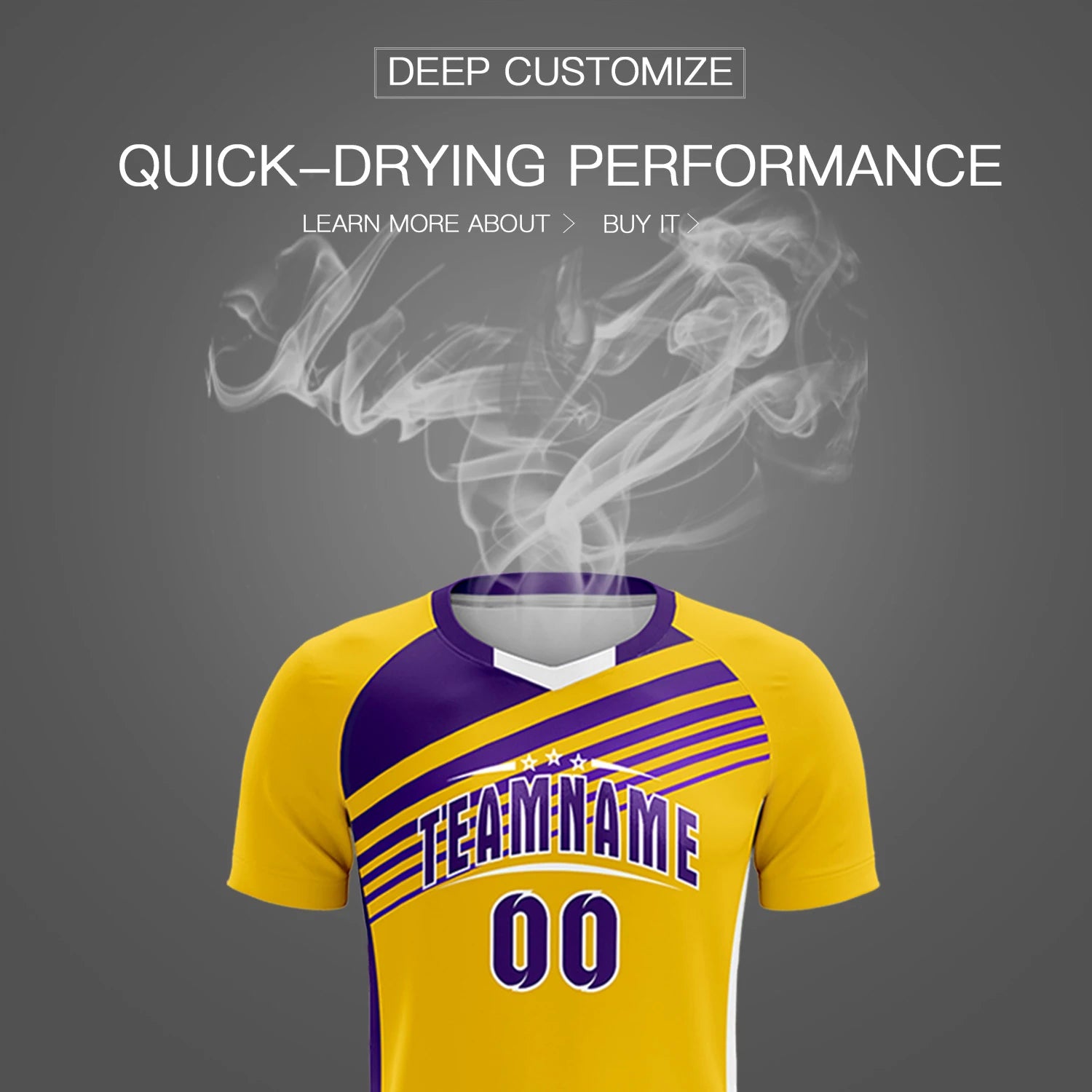 Custom Yellow Purple Gradient Sport Soccer Sets Jersey