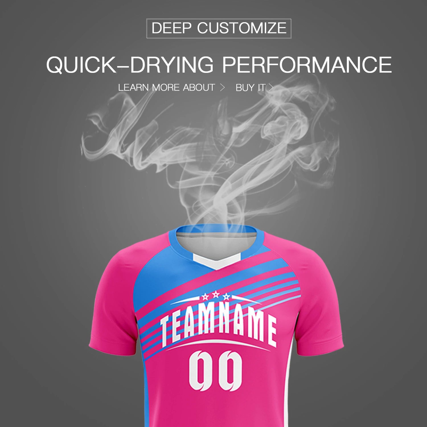 Custom Pink Powder Blue Gradient Sport Soccer Sets Jersey