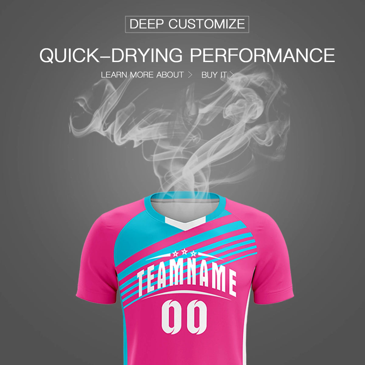 Custom Pink Sky Blue Gradient Sport Soccer Sets Jersey