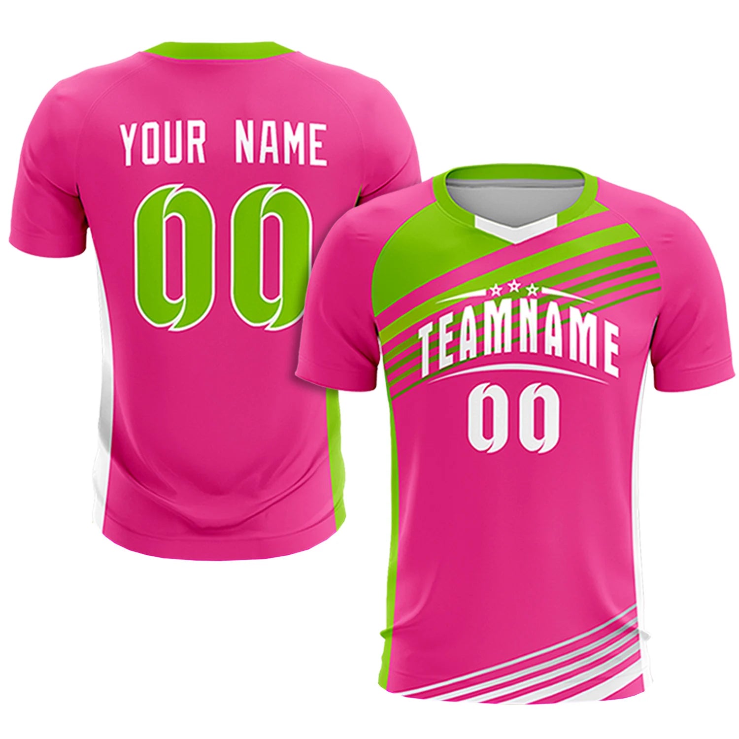 Custom Pink Neon Green Gradient Sport Soccer Sets Jersey