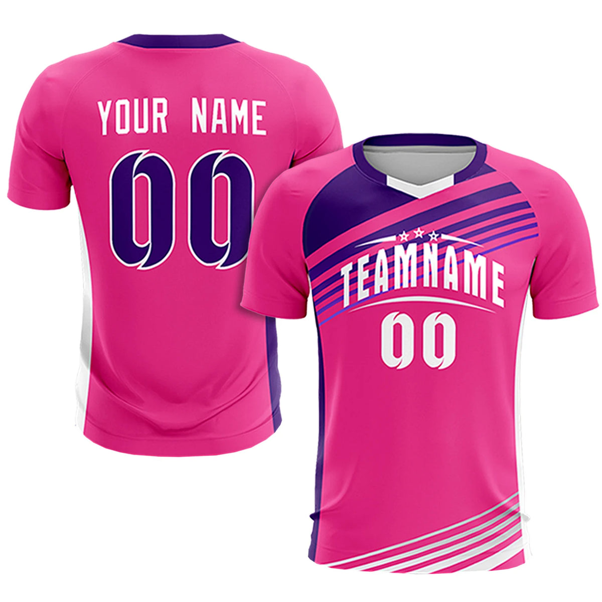 Custom Pink Purple Gradient Sport Soccer Sets Jersey