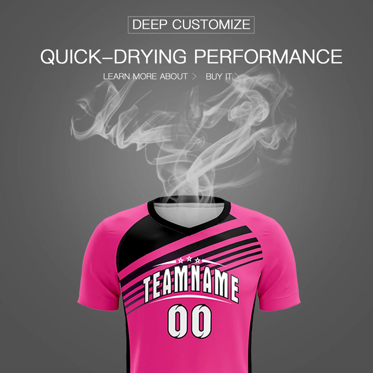 Custom Pink Black-White Gradient Sport Soccer Sets Jersey