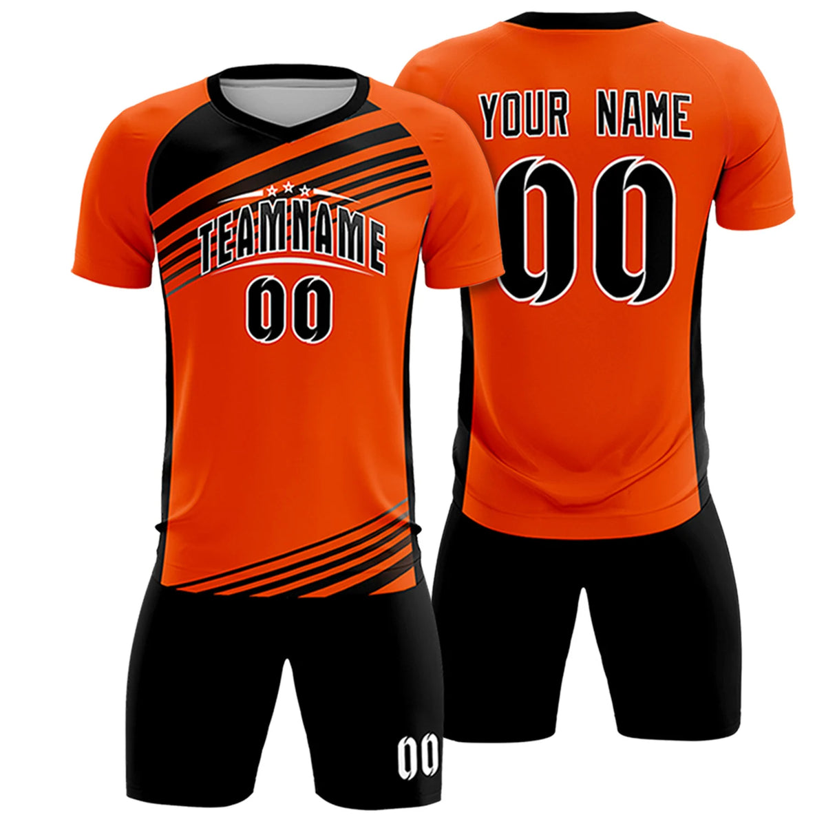 Custom Orange Black Gradient Sport Soccer Sets Jersey