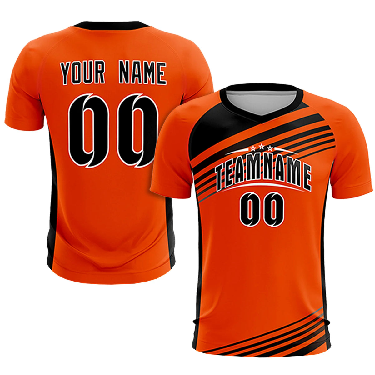 Custom Orange Black Gradient Sport Soccer Sets Jersey