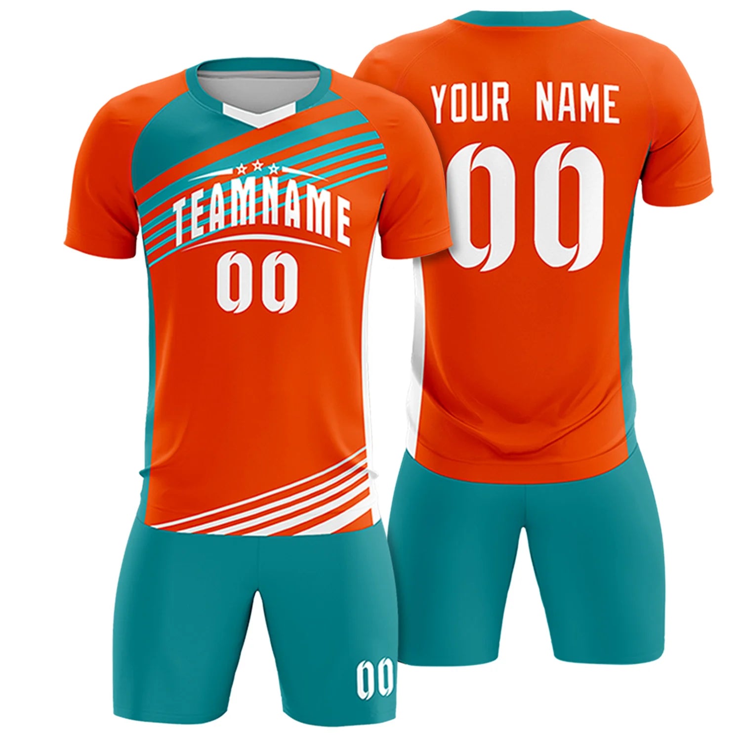 Custom Orange Aqua-White Gradient Sport Soccer Sets Jersey