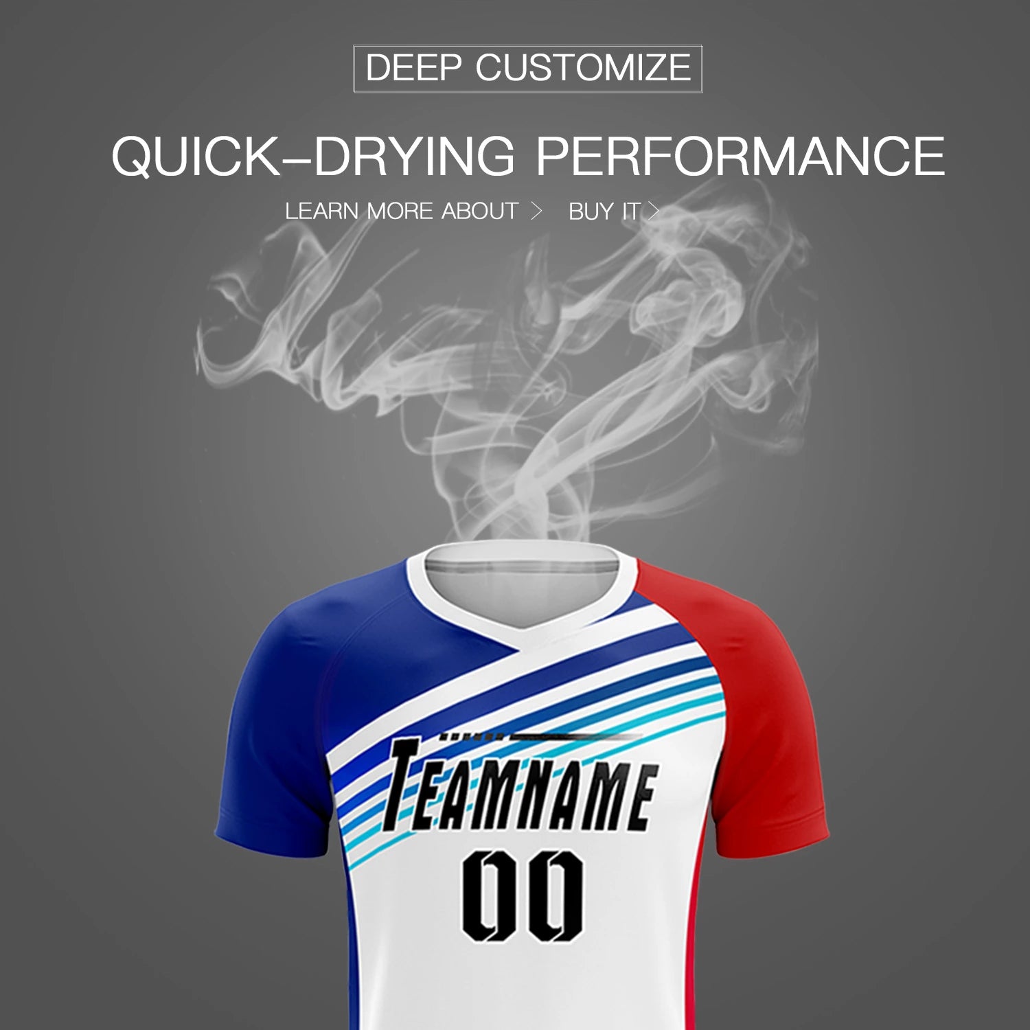 Custom White Royal Blue-Red Gradient Sport Soccer Sets Jersey