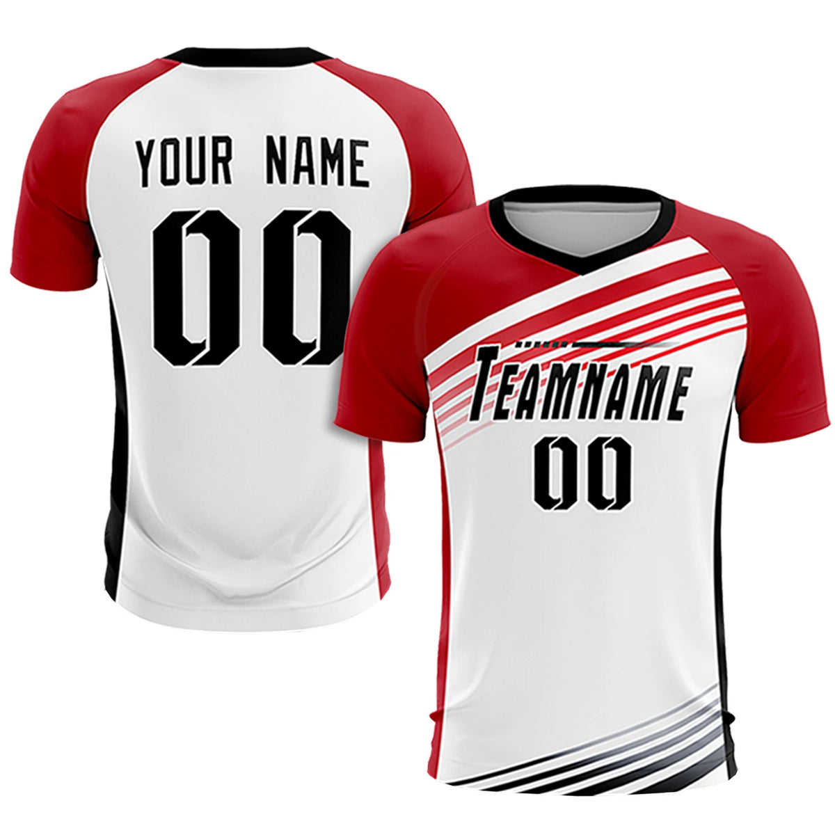 Custom White Red-Black Gradient Sport Soccer Sets Jersey