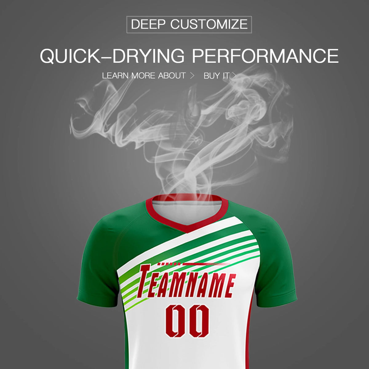 Custom White Red-Kelly Green Gradient Sport Soccer Sets Jersey