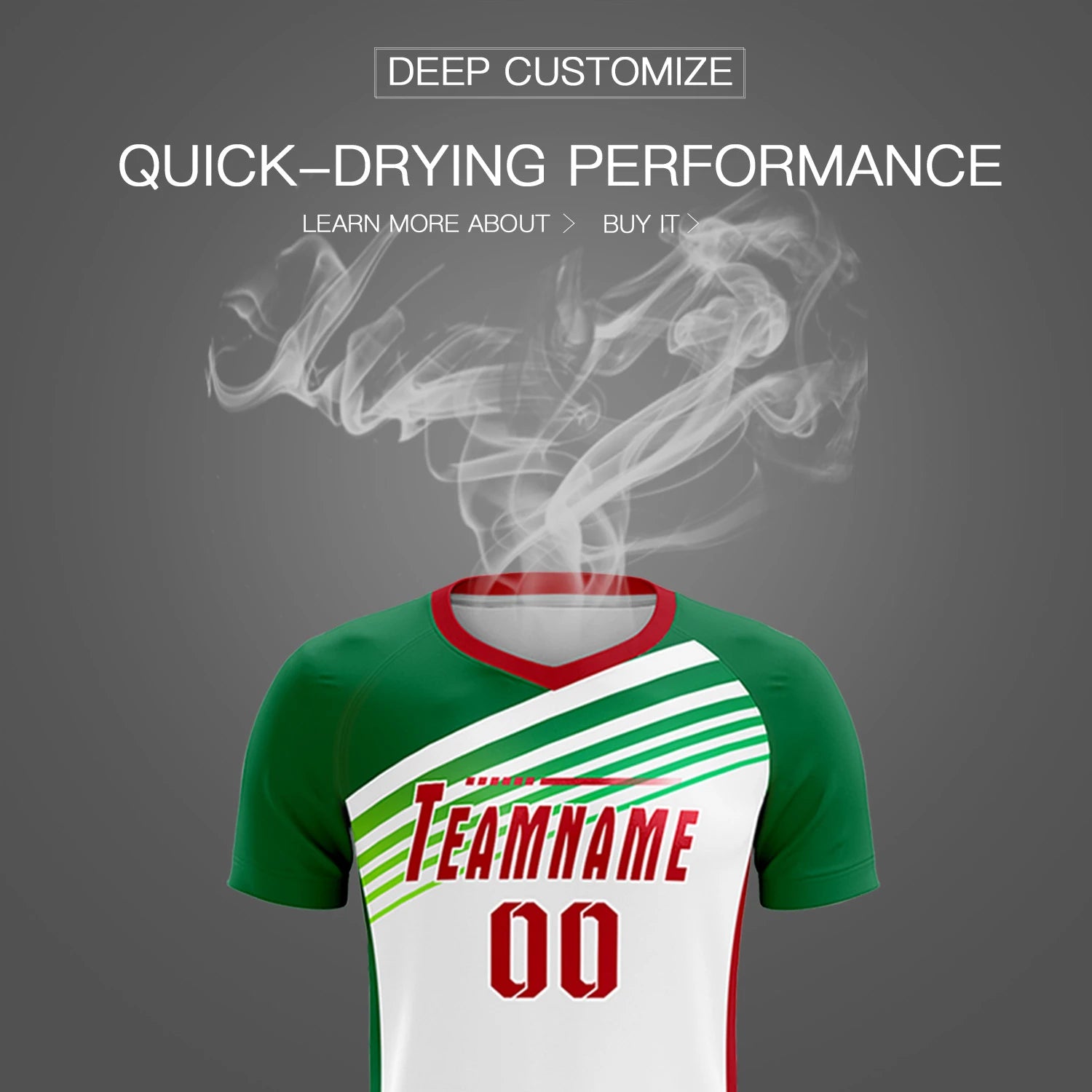 Custom White Red-Kelly Green Gradient Sport Soccer Sets Jersey