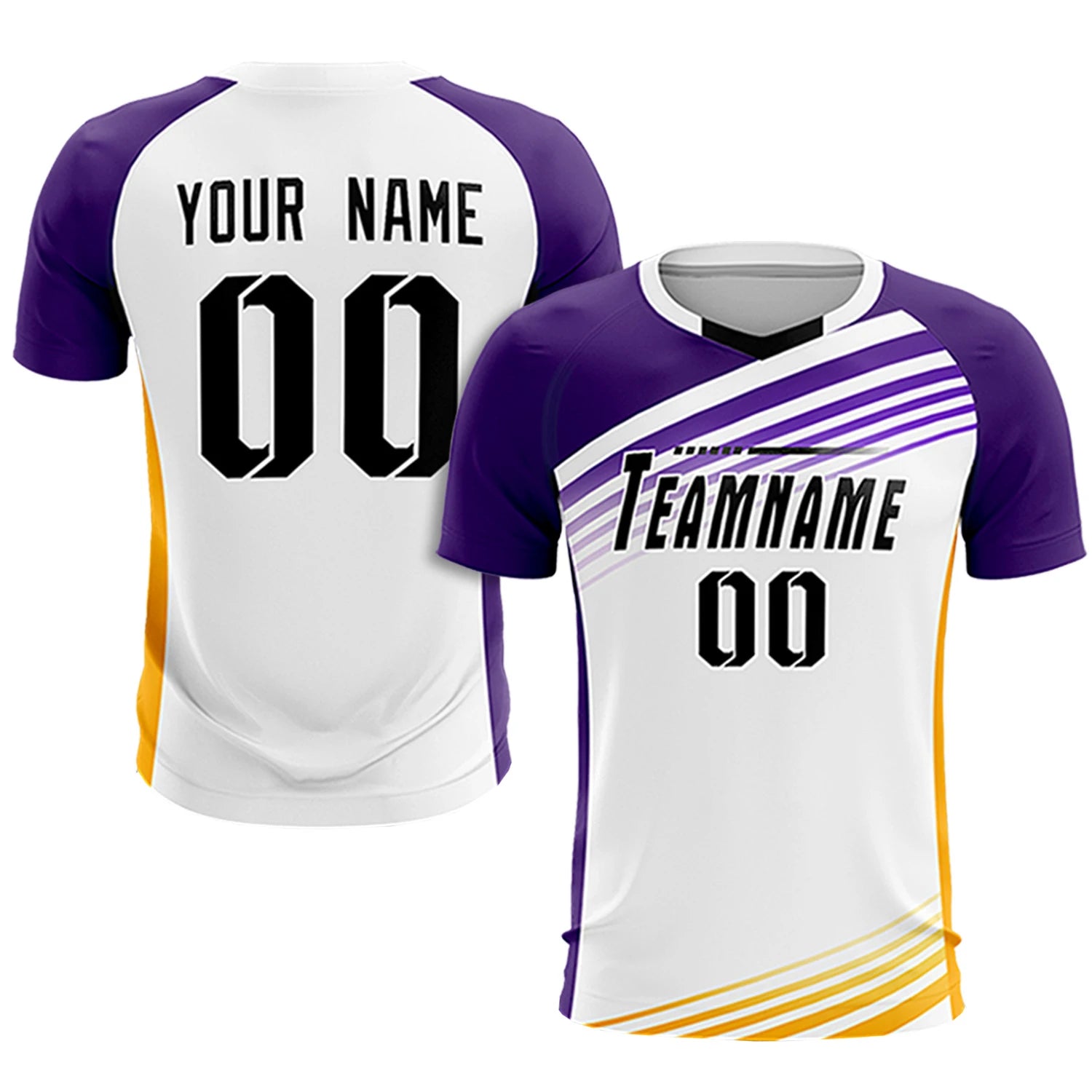 Custom White Purple-Black Gradient Sport Soccer Sets Jersey