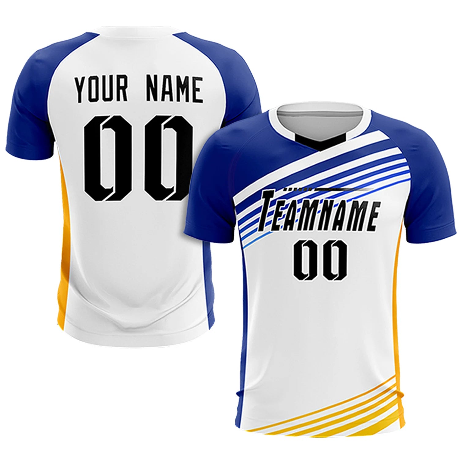 Custom White Royal Blue-Black Gradient Sport Soccer Sets Jersey
