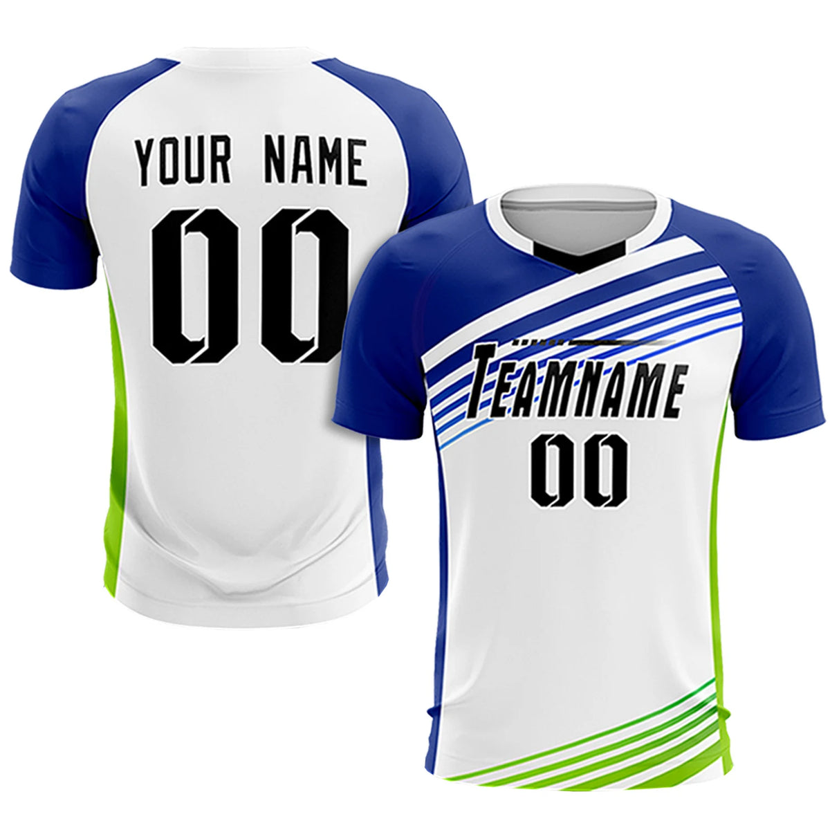 Custom White Royal Blue-Black Gradient Sport Soccer Sets Jersey